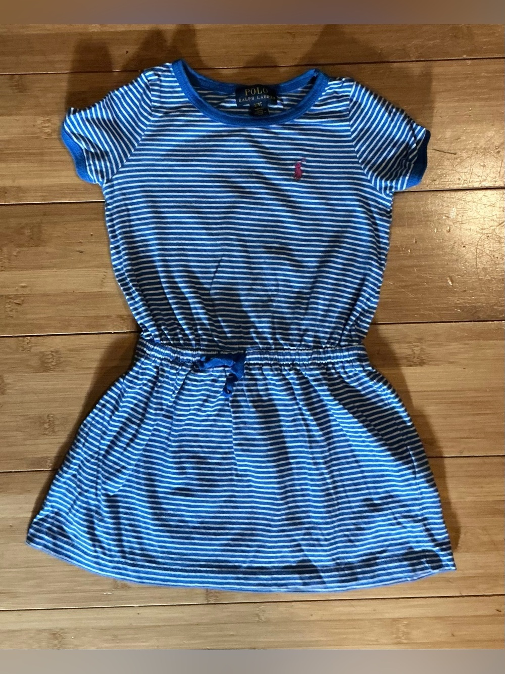 Polo Ralph Lauren Girls Royal Blue White Striped T-Shirt Dress 3T